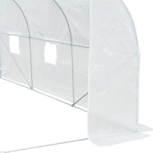 Outdoor Walk-in Greenhouse, Tunnel Greenhouse With Roller Shutters, Zipper Door, PE Hood, Heavy Duty Steel Frame, White - Premium  from Yard Agri Supply - Just $351.99! Shop now at Yard Agri Supply