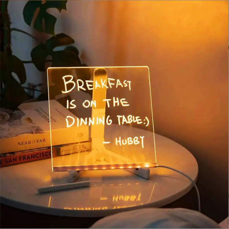 Acrylic DIY Note Board LED Night Light Creative Message Board Holiday Lamp With 7Pens USB LED Desk Lamp Note Daily Moment Painting Lamp - Premium  from Yard Agri Supply - Just $24.99! Shop now at Yard Agri Supply