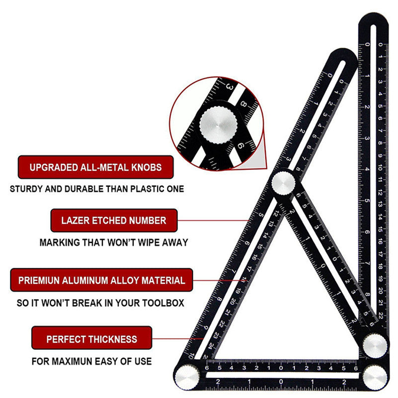 Aluminum Alloy Six Folding Multi Angle Measuring Ruler  Floor Tile Hole Locator Template - Premium home and garden from cjdropshipping - Just $31.42! Shop now at Yard Agri Supply
