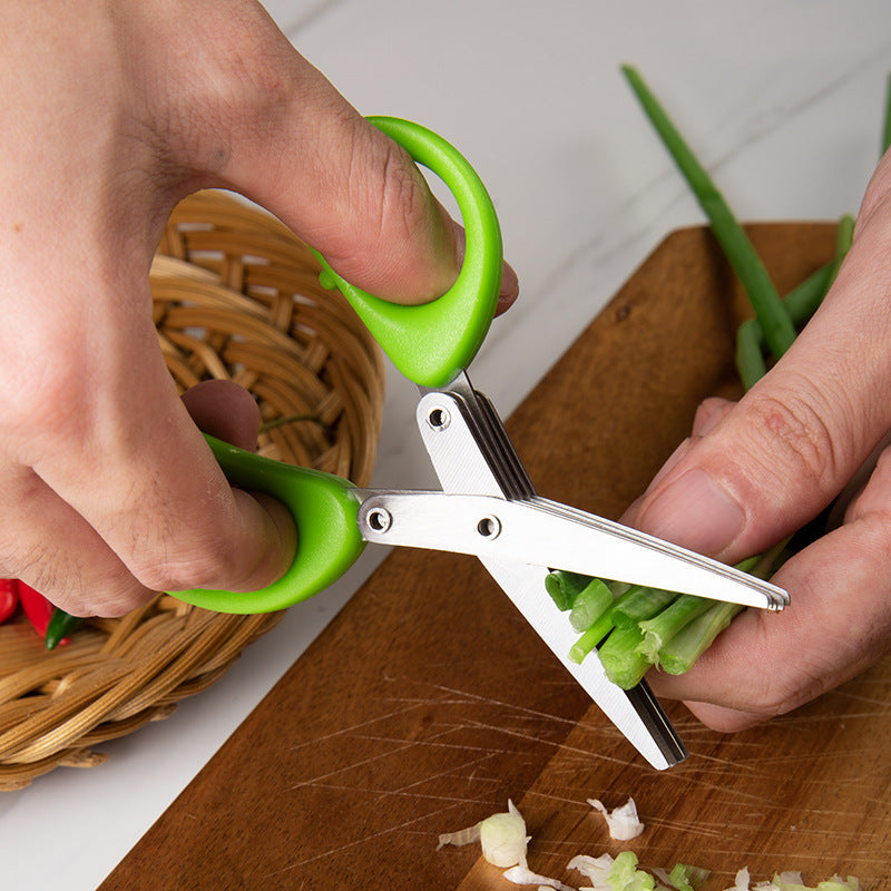 Multifunctional Multi-layer Green Onion Scissors Stainless Steel Onion Cutting Knife Herb Seaweed Spice Scissors Kitchen Scissor Kitchen Gadgets - Premium  from Yard Agri Supply - Just $9.99! Shop now at Yard Agri Supply