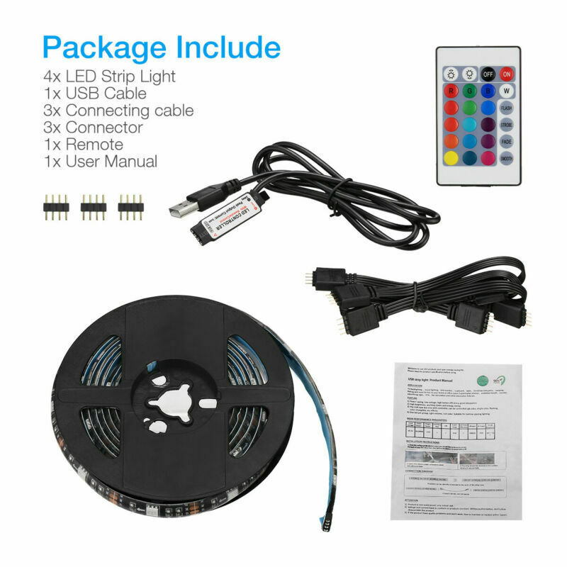 4x50CM USB 5V RGB LED Strip Background Light Remote Kit For TV Computer Lamp - Premium computer and office from cjdropshipping - Just $33.75! Shop now at Yard Agri Supply