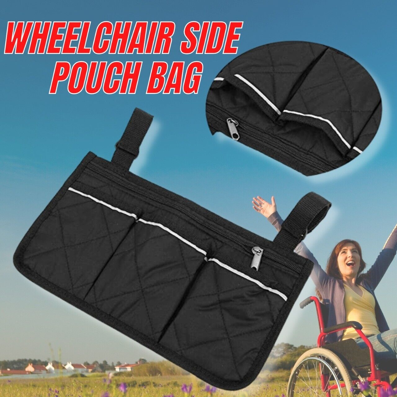 Outdoor Wheelchair Side Pouch Storage Bag Armrest Pocket Organizer Holder Pack - Premium bags and shoes from cjdropshipping - Just $45.99! Shop now at Yard Agri Supply