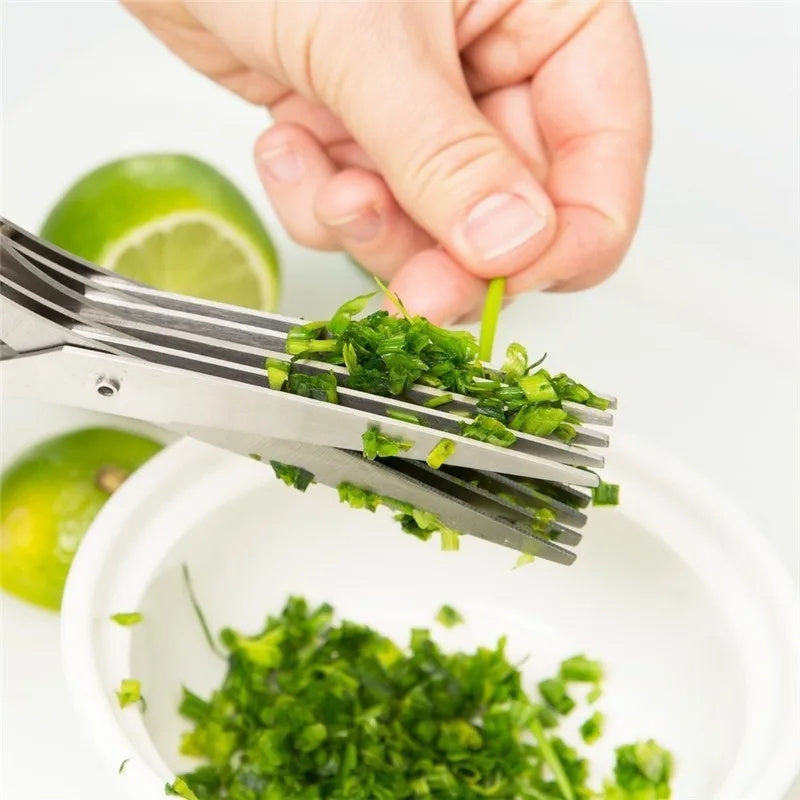 Multifunctional Multi-layer Green Onion Scissors Stainless Steel Onion Cutting Knife Herb Seaweed Spice Scissors Kitchen Scissor Kitchen Gadgets - Premium  from Yard Agri Supply - Just $9.99! Shop now at Yard Agri Supply