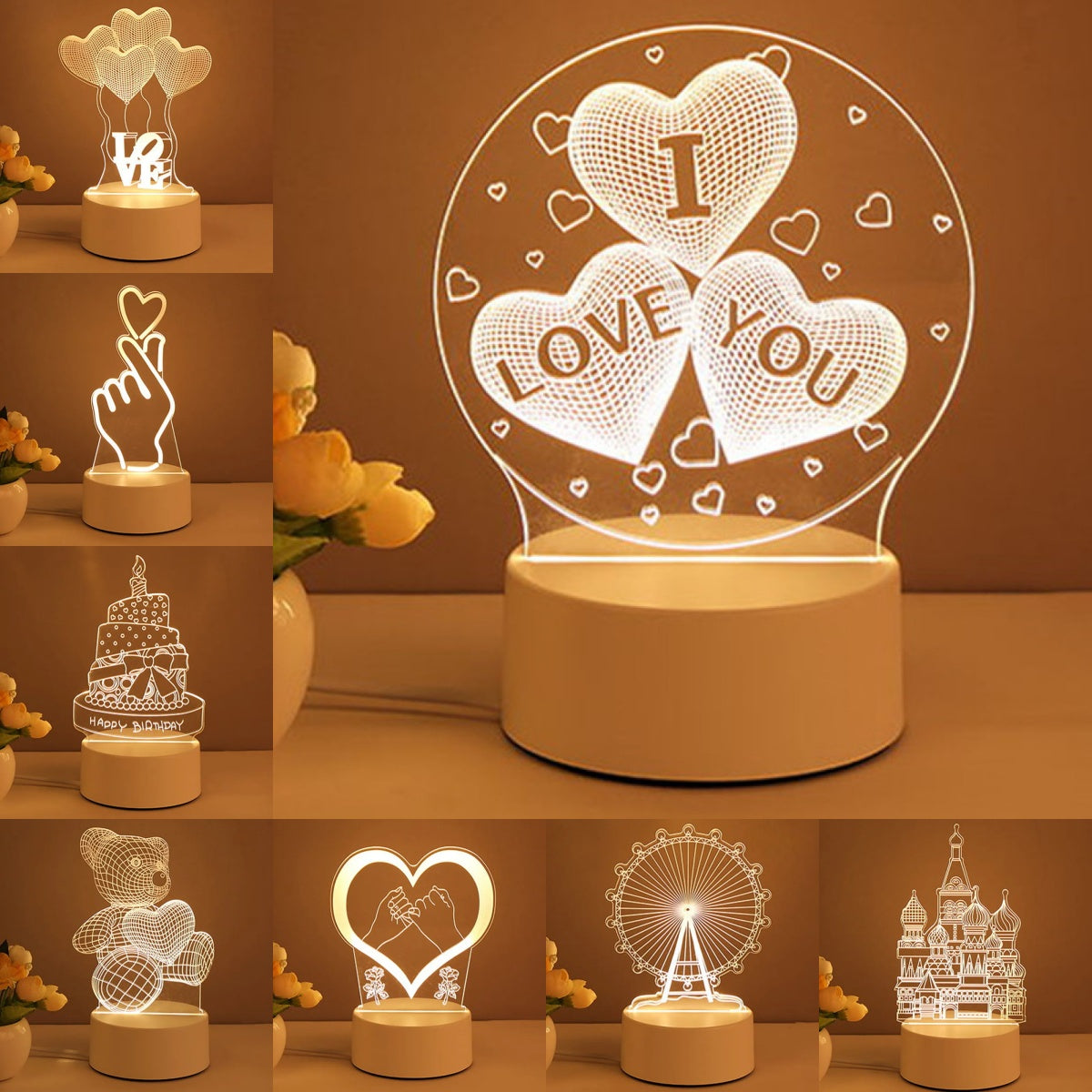 3D Lamp Acrylic USB LED Night Lights Neon Sign Lamp Xmas Home Decorations For Room Decor Valentines Day Gifts - Premium  from Yard Agri Supply - Just $19.99! Shop now at Yard Agri Supply