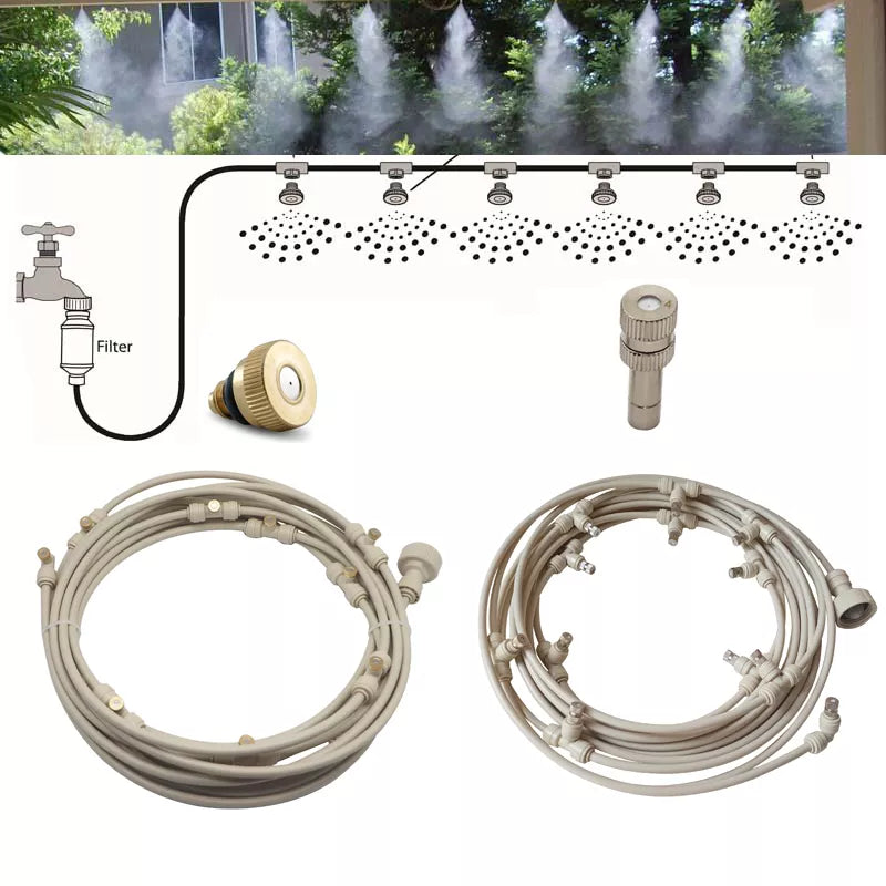 6/9/12/15/18m High Quality Cooling Water Fog Sprayer System Garden Nebulizer Outdoor Misting Kit for Greenhouse - Premium  from Yard Agri Supply - Just $28.95! Shop now at Yard Agri Supply