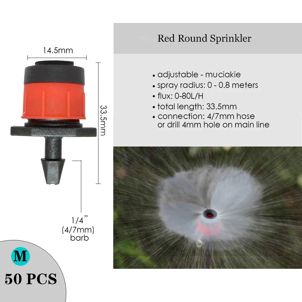 Adjustable Irrigation Dripper Sprinkler Garden Micro Spray Rotating Nozzle 4/7mm Hose Lawn Vegetables Watering Cooling System - Premium  from Yard Agri Supply - Just $9.95! Shop now at Yard Agri Supply