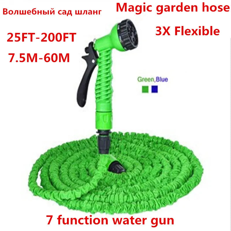 Watering Flexible Expandable Garden Hose Reels Blue And Green 25FT-200FT + 7 Function Spray Gun Connector (EU/US) - Premium  from Yard Agri Supply - Just $21.95! Shop now at Yard Agri Supply