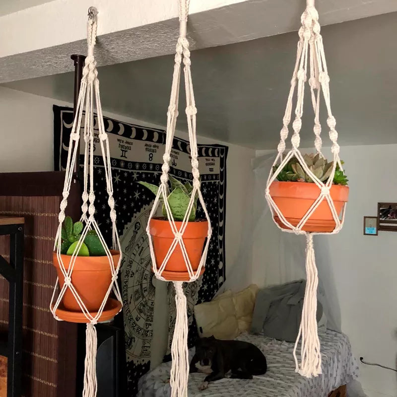 Macrame Handmade Plant Hanger Baskets Flower Pots Holder Balcony Hanging Decoration Knotted Lifting Rope Home Garden Supplies - Premium  from Yard Agri Supply - Just $6.95! Shop now at Yard Agri Supply