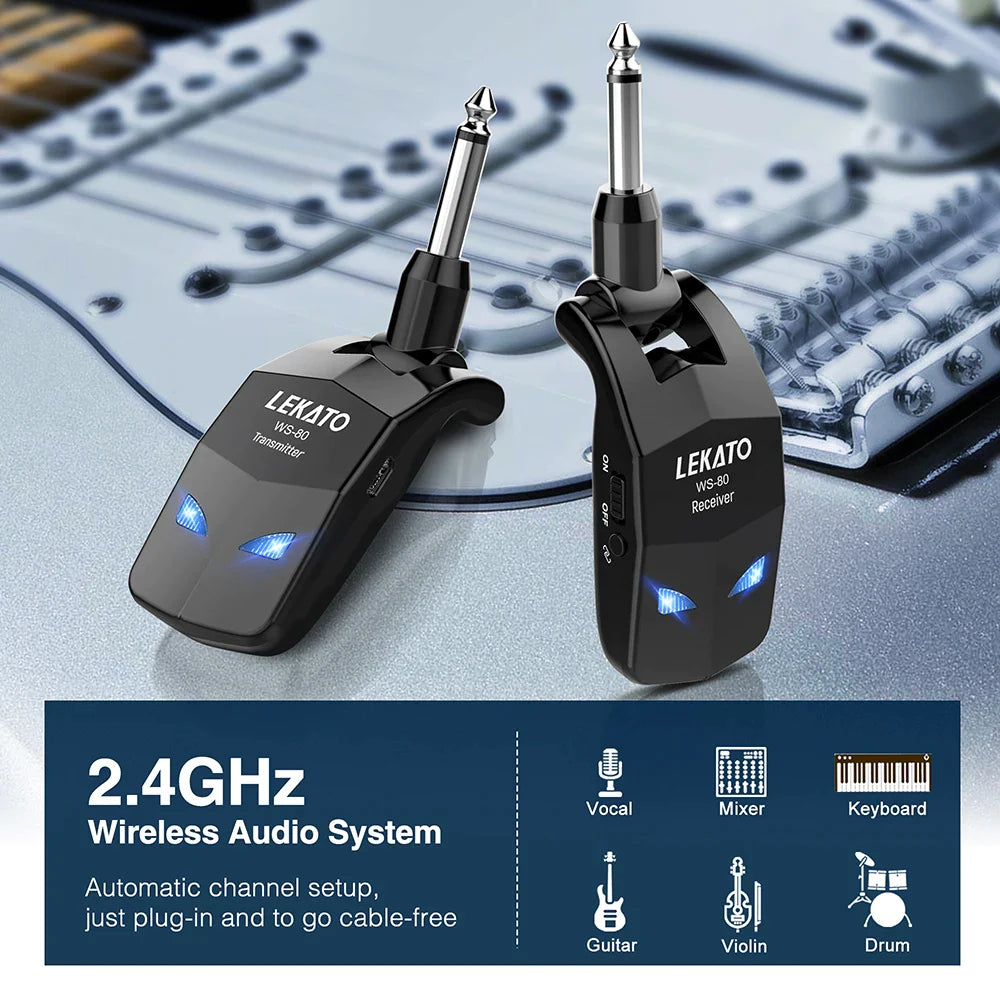 Lekato Wireless Guitar System 2.4Ghz Guitar Transmitter Receiver For Electric Guitar Wireless Transmitter Built-In Rechargeable - Premium  from Yard Agri Supply - Just $34.48! Shop now at Yard Agri Supply