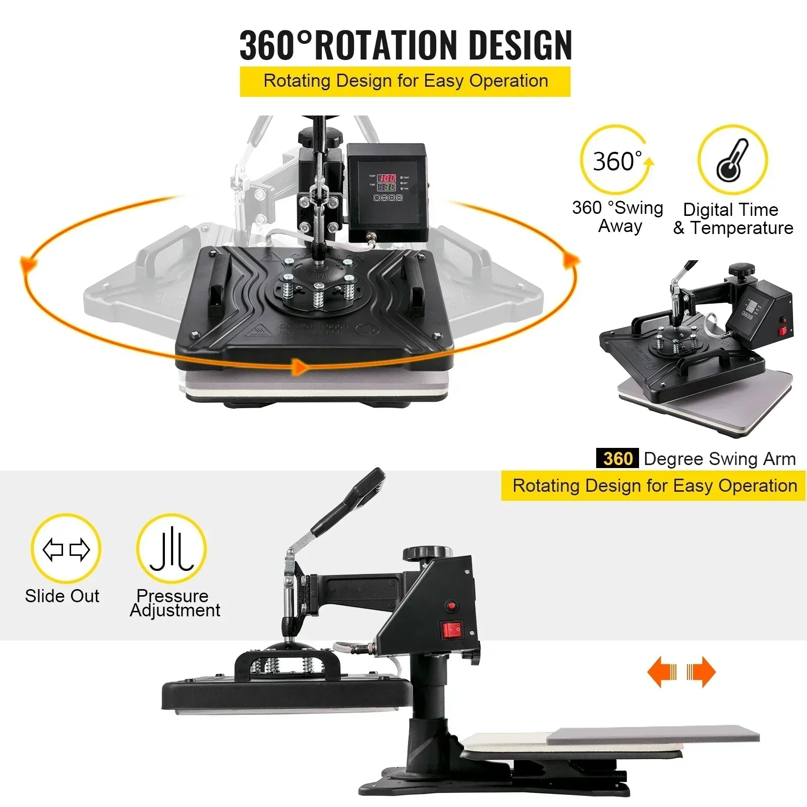 VEVOR Combo Heat Press Machine 5/6/8 in 1 30*38CM 38*38CM Muntifunctional Sublimation Printer Transfer for Mug Hat Plate T-Shirt - Premium  from Yard Agri Supply - Just $423.95! Shop now at Yard Agri Supply