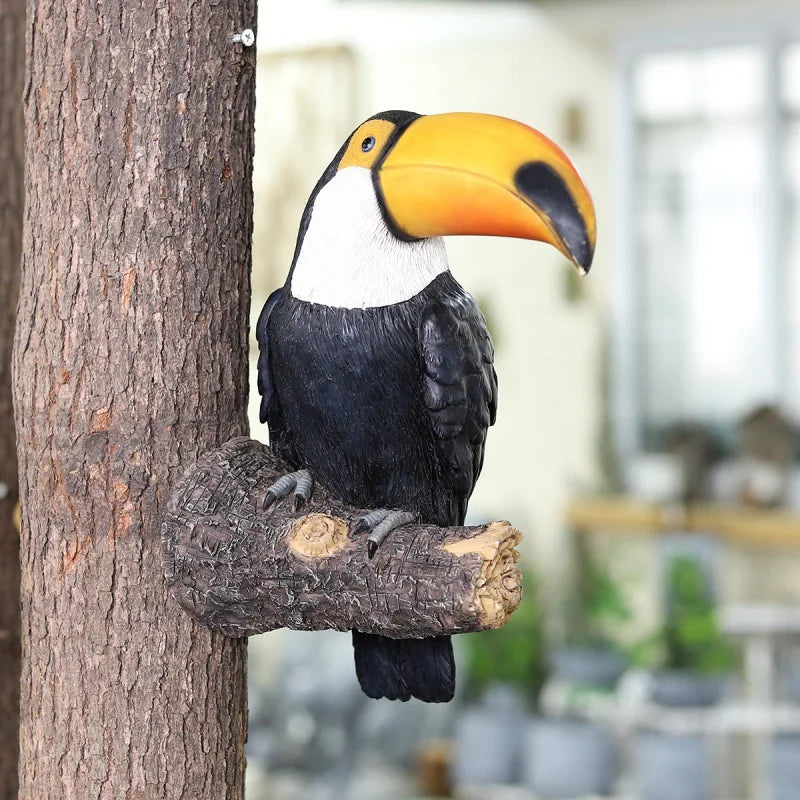 Simulation Big-Billed Toucan Ornaments Resin Fake Birds Crafts Garden Animal Tree Hanging Pastoral Decoration Pendant - Premium  from Yard Agri Supply - Just $18.95! Shop now at Yard Agri Supply
