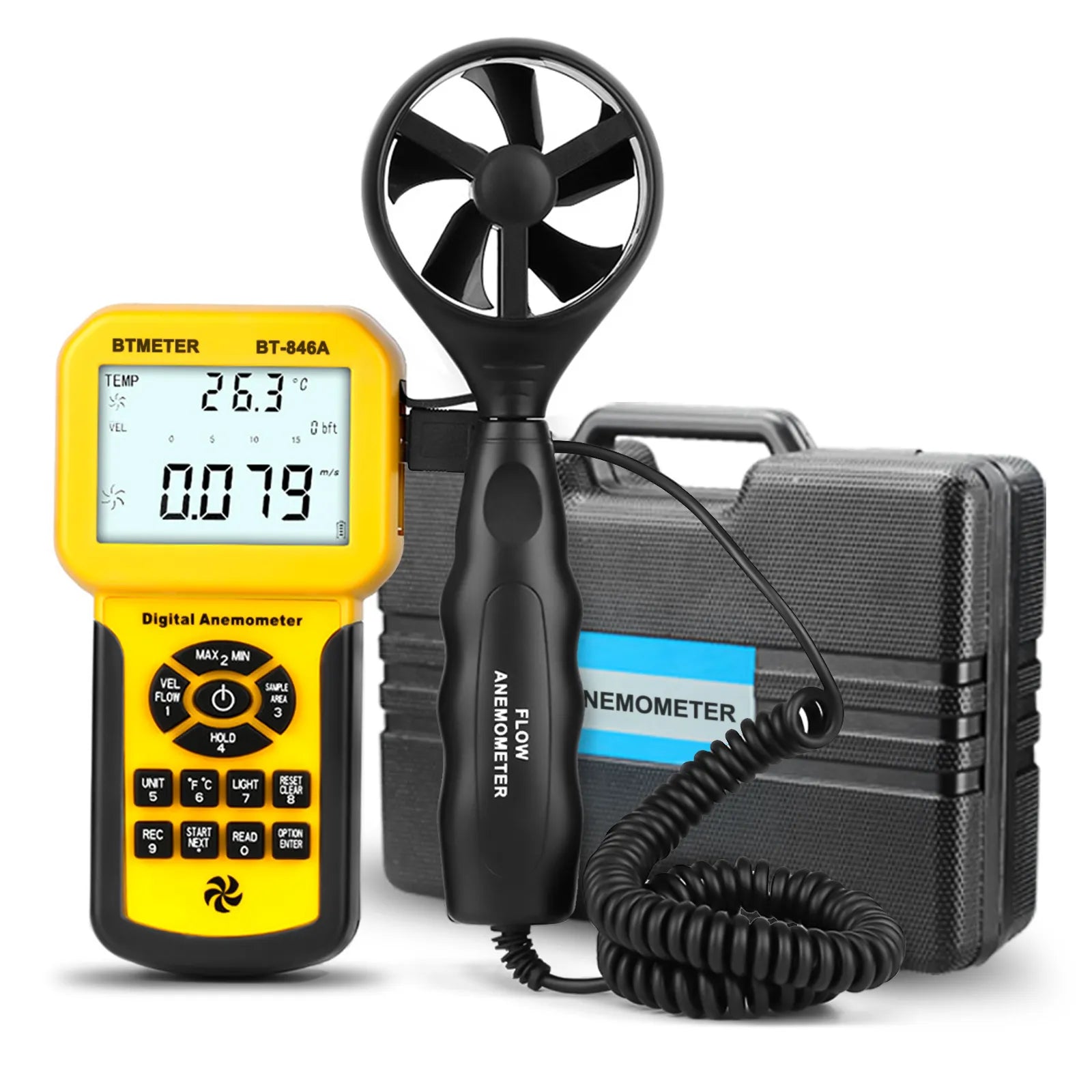 BTMETER 846A Pro HVAC Anemometer Measures Wind Speed Wind Flow Wind Temp Tester CFM Air Flow Velocity Meter with Backlight - Premium  from Yard Agri Supply - Just $83.95! Shop now at Yard Agri Supply