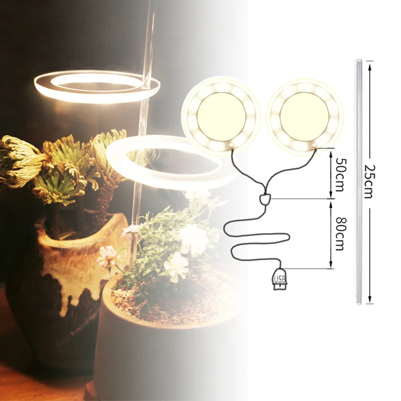 Angel Three Ring Grow Light DC5V USB Phytolamp For Plants Led Full Spectrum Lamp For Indoor Plant Seedlings Home Flower Succulet - Premium  from Yard Agri Supply - Just $35.95! Shop now at Yard Agri Supply