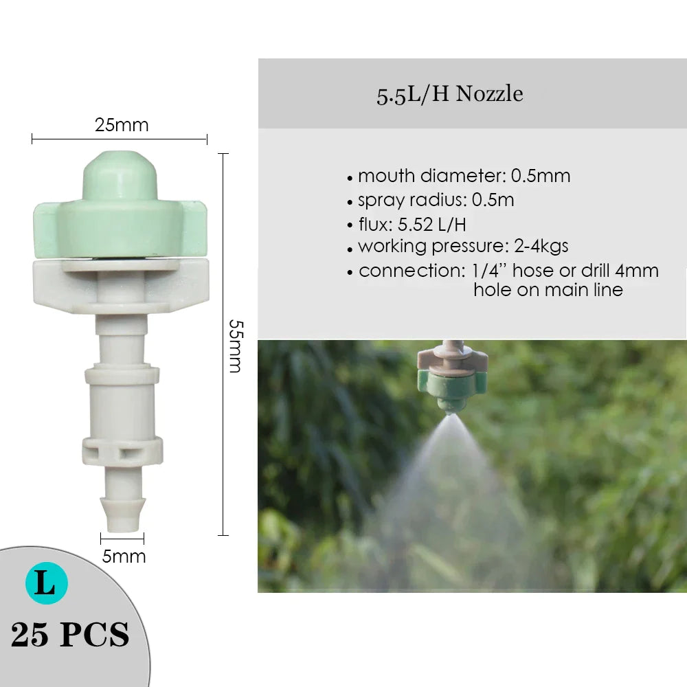 Adjustable Irrigation Dripper Sprinkler Garden Micro Spray Rotating Nozzle 4/7mm Hose Lawn Vegetables Watering Cooling System - Premium  from dser - Just $9.95! Shop now at Yard Agri Supply