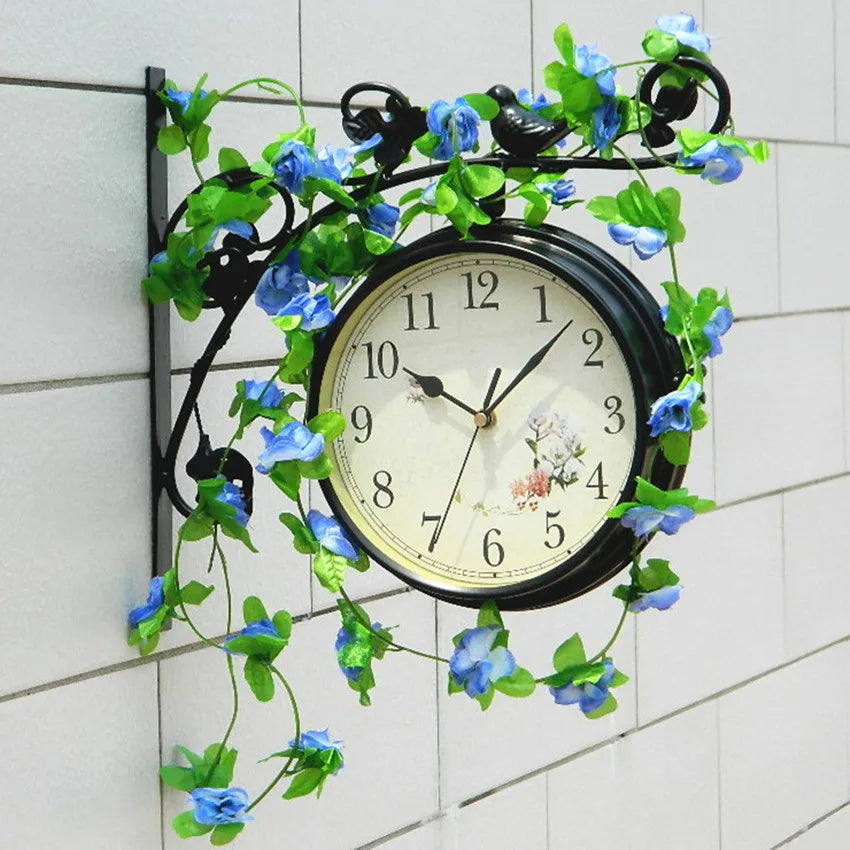 Rural Style Home Decor Pastoral Wall Clock Garden Decoration Wrought Iron Quartz Antique Style Wall-mounted, Metal Frame Europe - Premium  from Yard Agri Supply - Just $179.95! Shop now at Yard Agri Supply