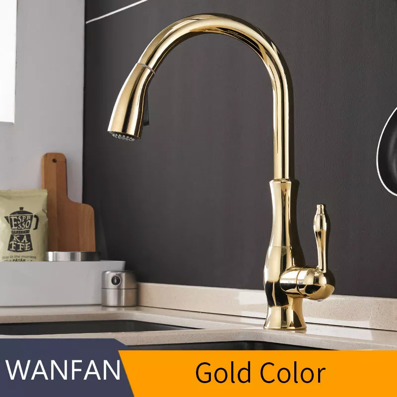 Gold Kitchen Faucets Silver Single Handle Pull Out Kitchen Tap Single Hole Handle Swivel Degree Water Mixer Tap Mixer Tap 866011 - Premium  from Yard Agri Supply - Just $38.37! Shop now at Yard Agri Supply
