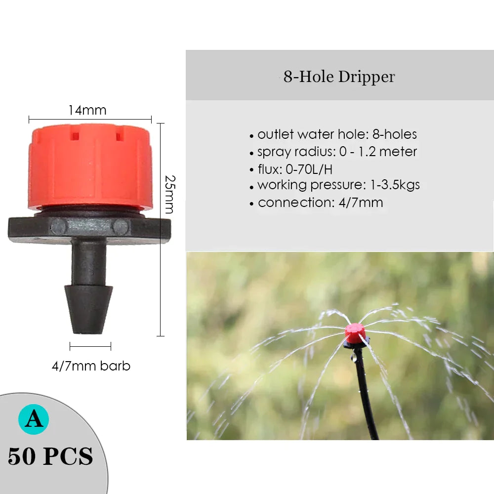 Adjustable Irrigation Dripper Sprinkler Garden Micro Spray Rotating Nozzle 4/7mm Hose Lawn Vegetables Watering Cooling System - Premium  from dser - Just $7.95! Shop now at Yard Agri Supply