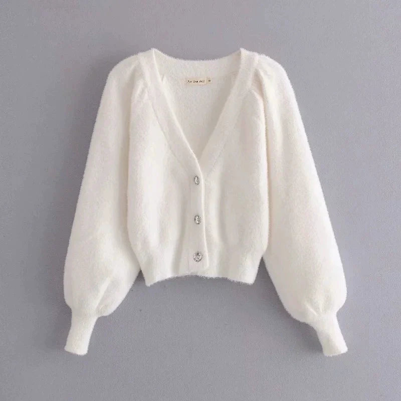 European and American-Style Instagram-Style Cardigan with White Furry Strap - Premium  from dser - Just $14.95! Shop now at Yard Agri Supply