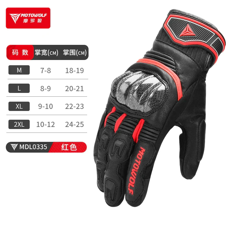 Modowolf Autumn and Winter Motorbike Gloves Full Finger Motorcycle All Year Round Windproof Drop-Resistant Knight Cycling Fixture Carbon Fiber Genuine Leather - Premium  from Yard Agri Supply - Just $53.95! Shop now at Yard Agri Supply