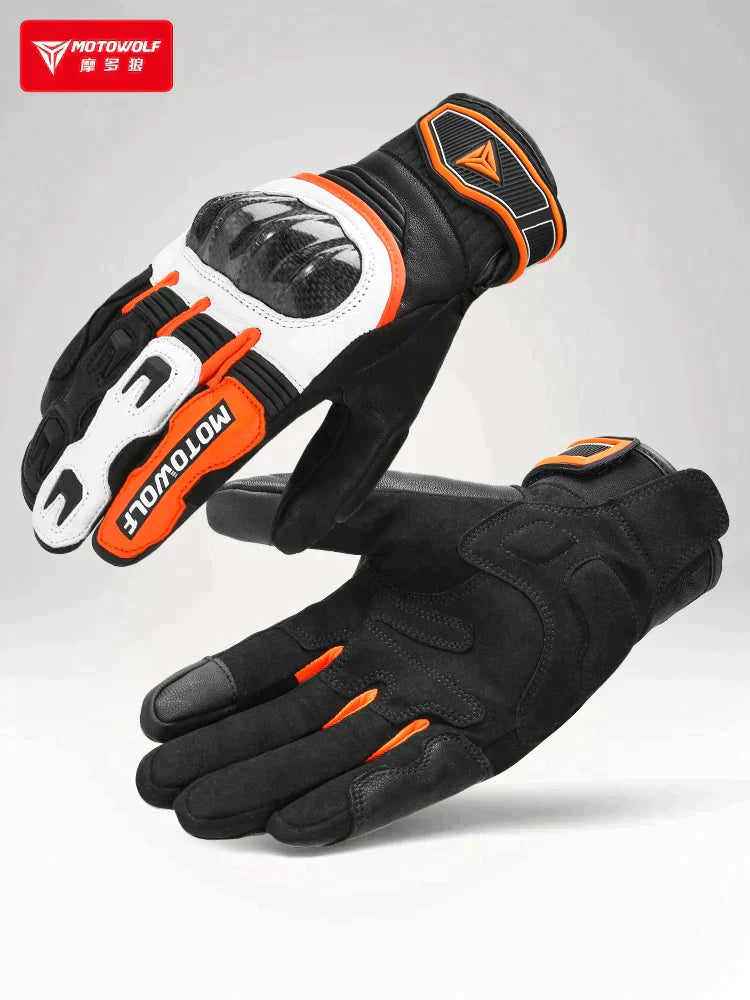 Modowolf Autumn and Winter Motorbike Gloves Full Finger Motorcycle All Year Round Windproof Drop-Resistant Knight Cycling Fixture Carbon Fiber Genuine Leather - Premium  from Yard Agri Supply - Just $54.95! Shop now at Yard Agri Supply