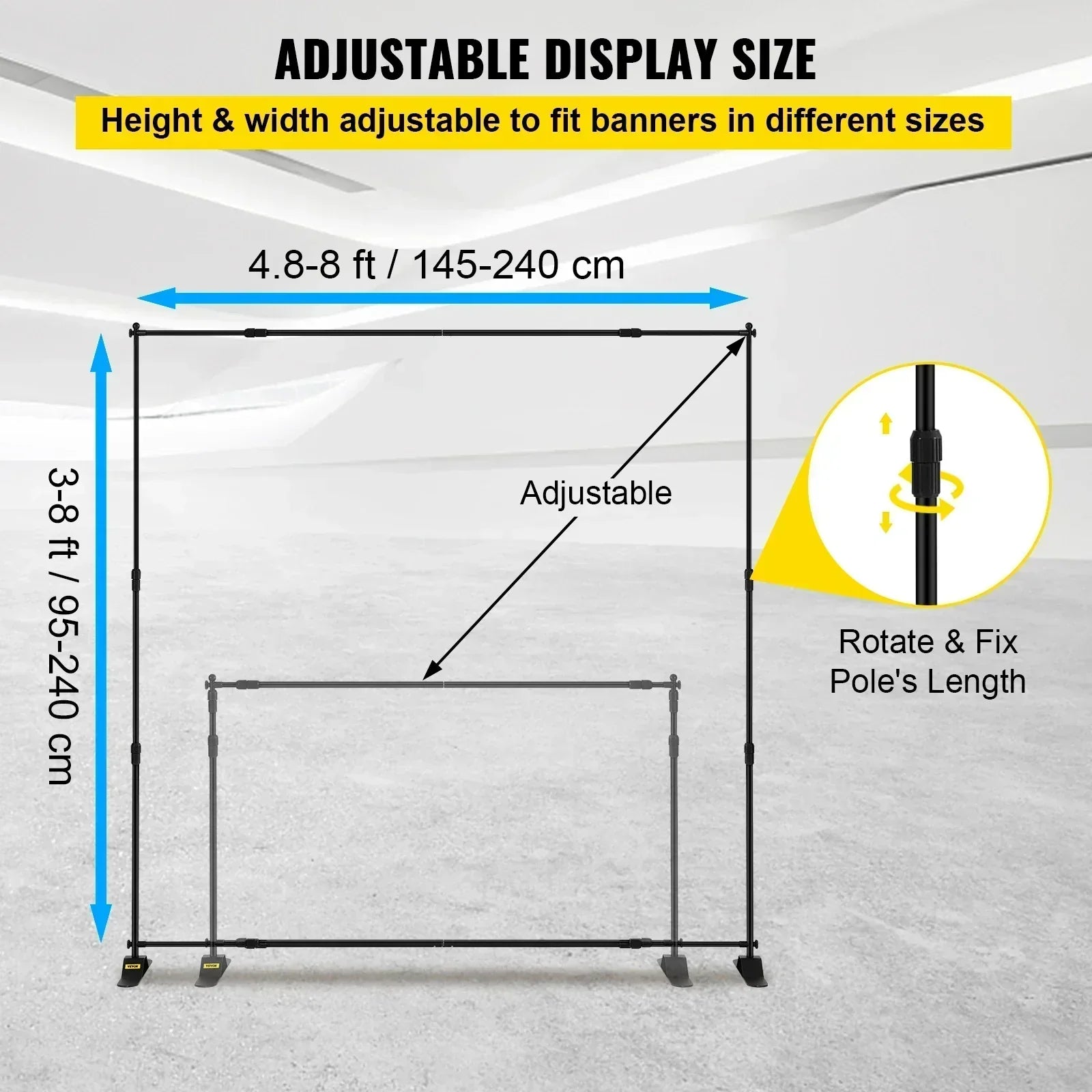 VEVOR 8ft Backdrop Stand for Trade Show Exhibitor Photography Studio W/ Carrying Case Background Stand Backdrop Support System - Premium  from Yard Agri Supply - Just $170.95! Shop now at Yard Agri Supply