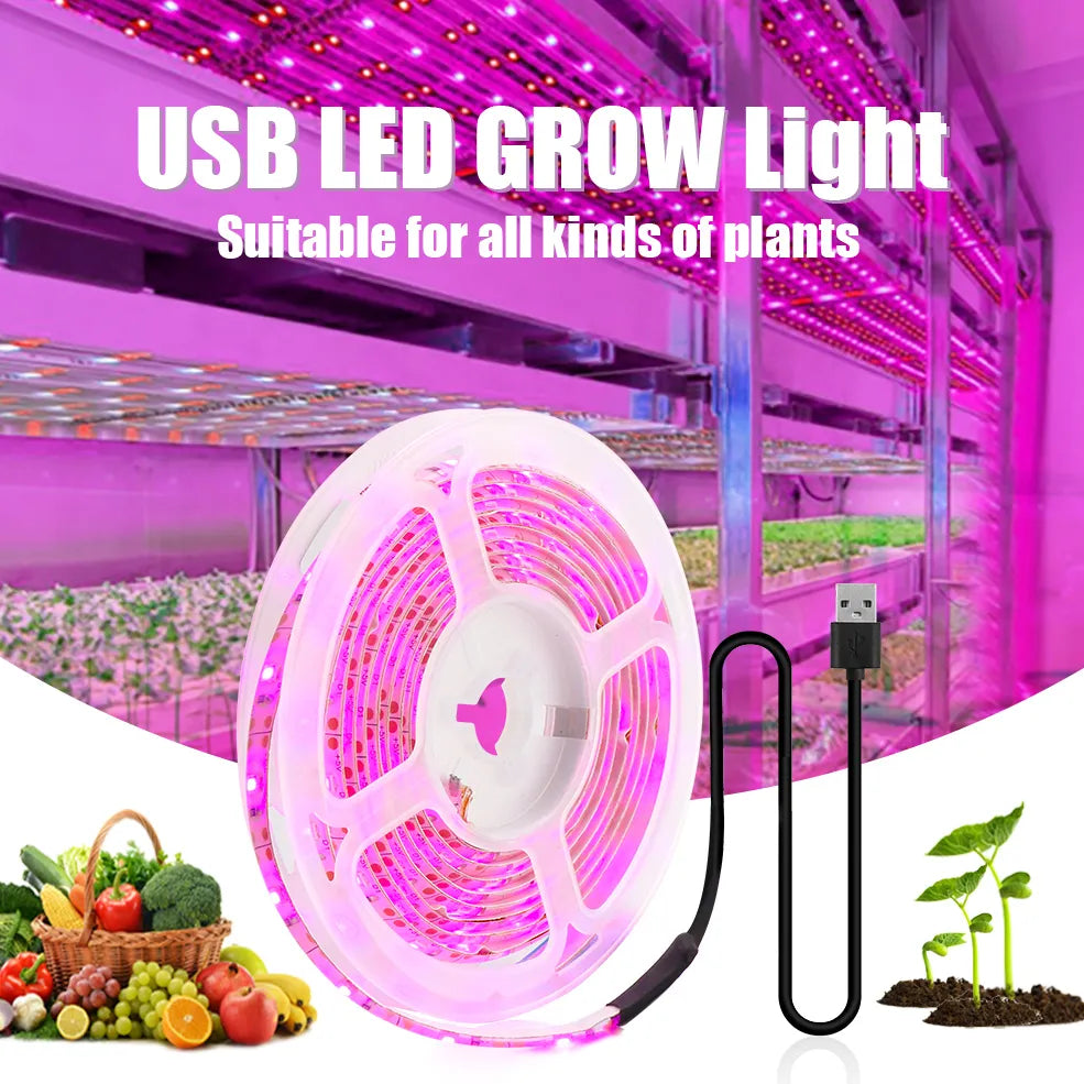 DC 5V USB Led Plant Grow Lights Full Spectrum Phyto Lamp 2m 3m Strip For Seeds Flower Greenhouse Tent Hydroponic Plants Lighting - Premium  from dser - Just $8.95! Shop now at Yard Agri Supply