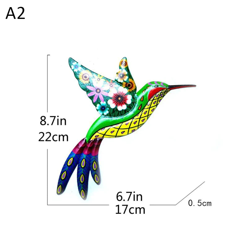 Metal Bird Home Wall Pendant Art Sculpture Outdoor Hanging Ornament Big Hummingbird Parrot For Garden Hanging Wall Decoration - Premium  from Yard Agri Supply - Just $14.95! Shop now at Yard Agri Supply