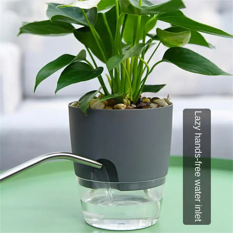 Lazy Self-watering Flowerpot Automatic Water Absorption Succulent Aquaculture Transparent Round Plastic Hydroponic Flowerpot - Premium  from dser - Just $6.95! Shop now at Yard Agri Supply