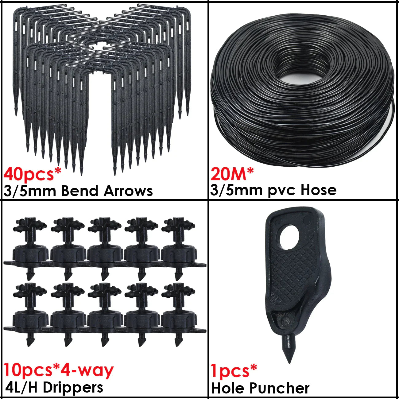 KESLA Greenhouse Drip Irrigation 4-way 3/5mm Drip Arrow 2-way Transmitter Irrigation Watering System for Bonsai Garden 10/20set - Premium  from Yard Agri Supply - Just $45.95! Shop now at Yard Agri Supply