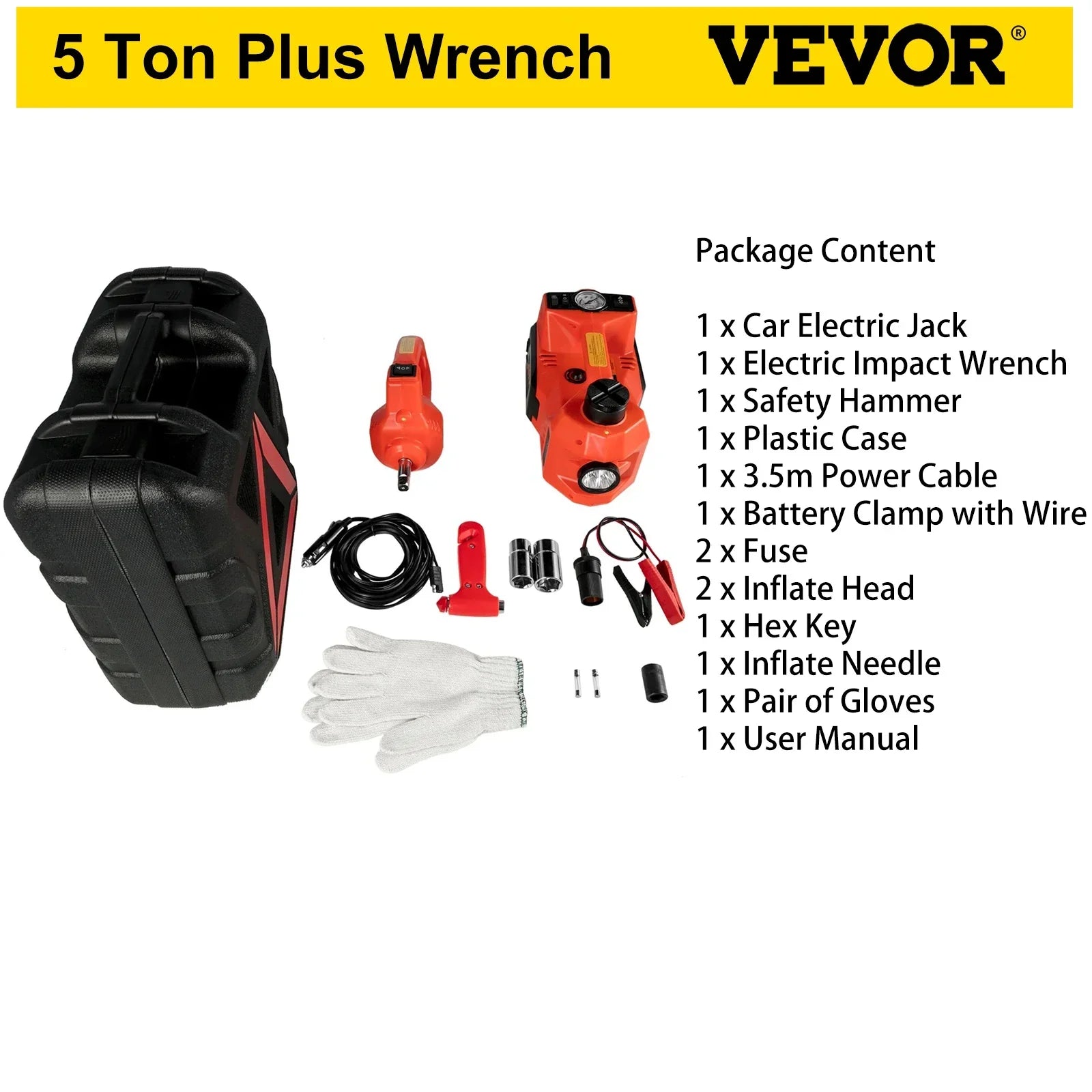 VEVOR 5 Ton 12V Car Jack Electric Hydraulic Jack Kit 45CM + Wrench Tire Inflator LED Light Portable Tire Lifting Car Repair Tool - Premium  from Yard Agri Supply - Just $305.95! Shop now at Yard Agri Supply