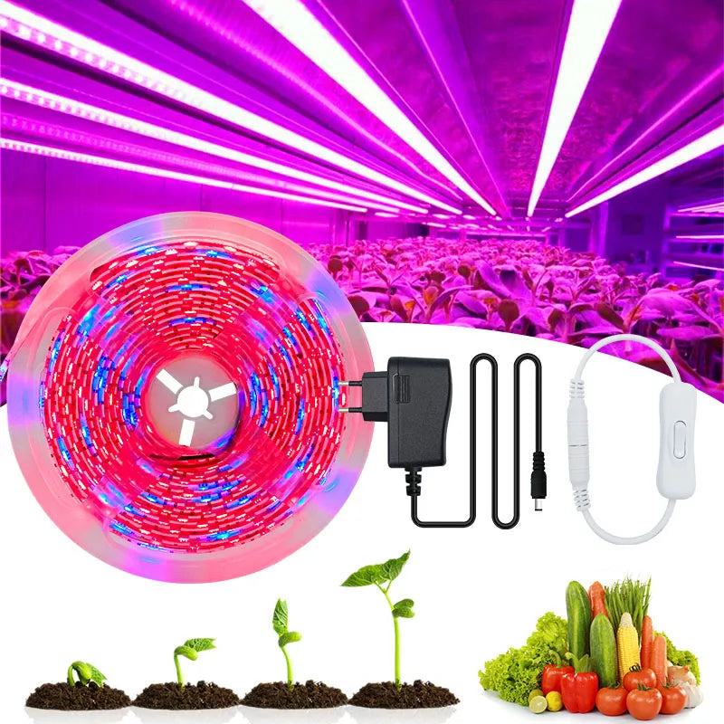 LED Plant Grow Strip lights Full Spectrum Flower phyto lamp Waterproof for Greenhouse Hydroponic Growth Light +Power adapter - Premium  from Yard Agri Supply - Just $3.99! Shop now at Yard Agri Supply