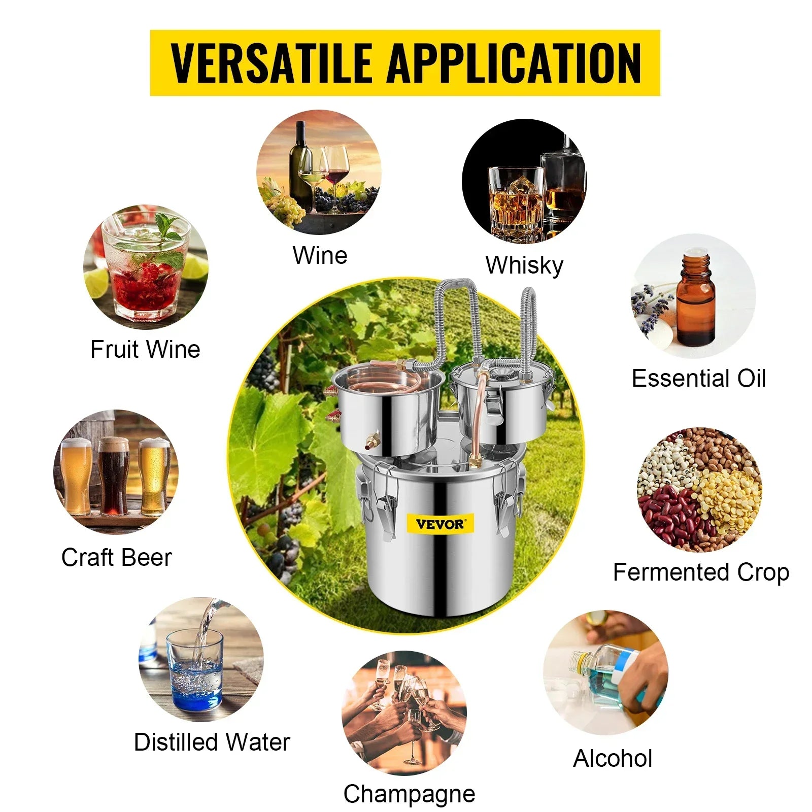 VEVOR 12L 20L 30L Alcohol Distiller Machine Beer Brewing Equipment DIY Wine Moonshine Apparatus Dispenser Kit for Home Appliance - Premium  from Yard Agri Supply - Just $256.95! Shop now at Yard Agri Supply