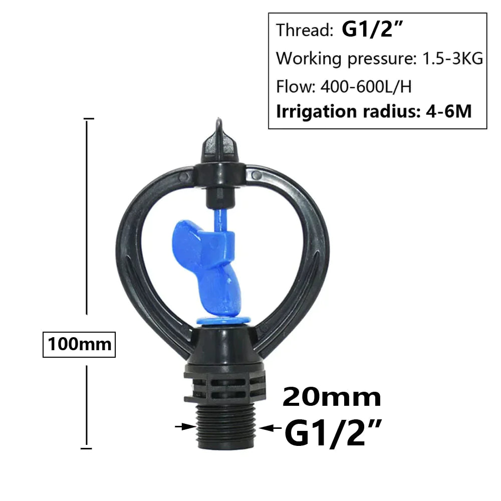 Garden Lawn Rotating Sprinkler 1/2" 3/4" Male Thread Scattering Nozzle 360 Degree Automatic Rotating Watering Irrigation - Premium  from Yard Agri Supply - Just $2.95! Shop now at Yard Agri Supply