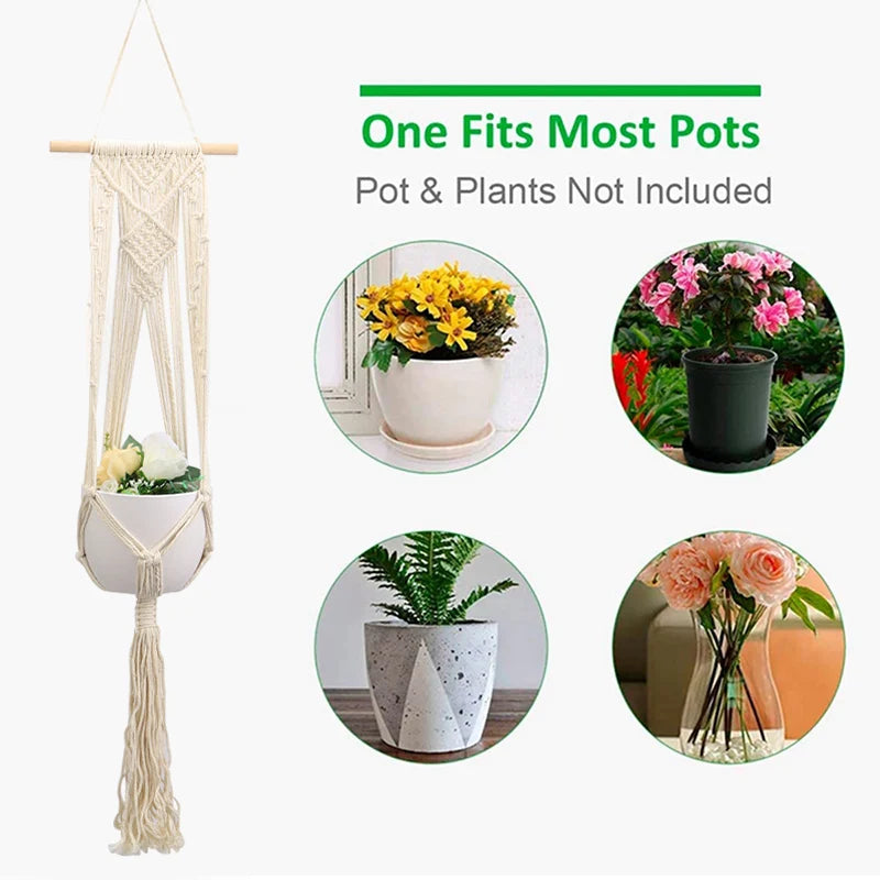 Macrame Handmade Plant Hanger Baskets Flower Pots Holder Balcony Hanging Decoration Knotted Lifting Rope Home Garden Supplies - Premium  from Yard Agri Supply - Just $7.95! Shop now at Yard Agri Supply