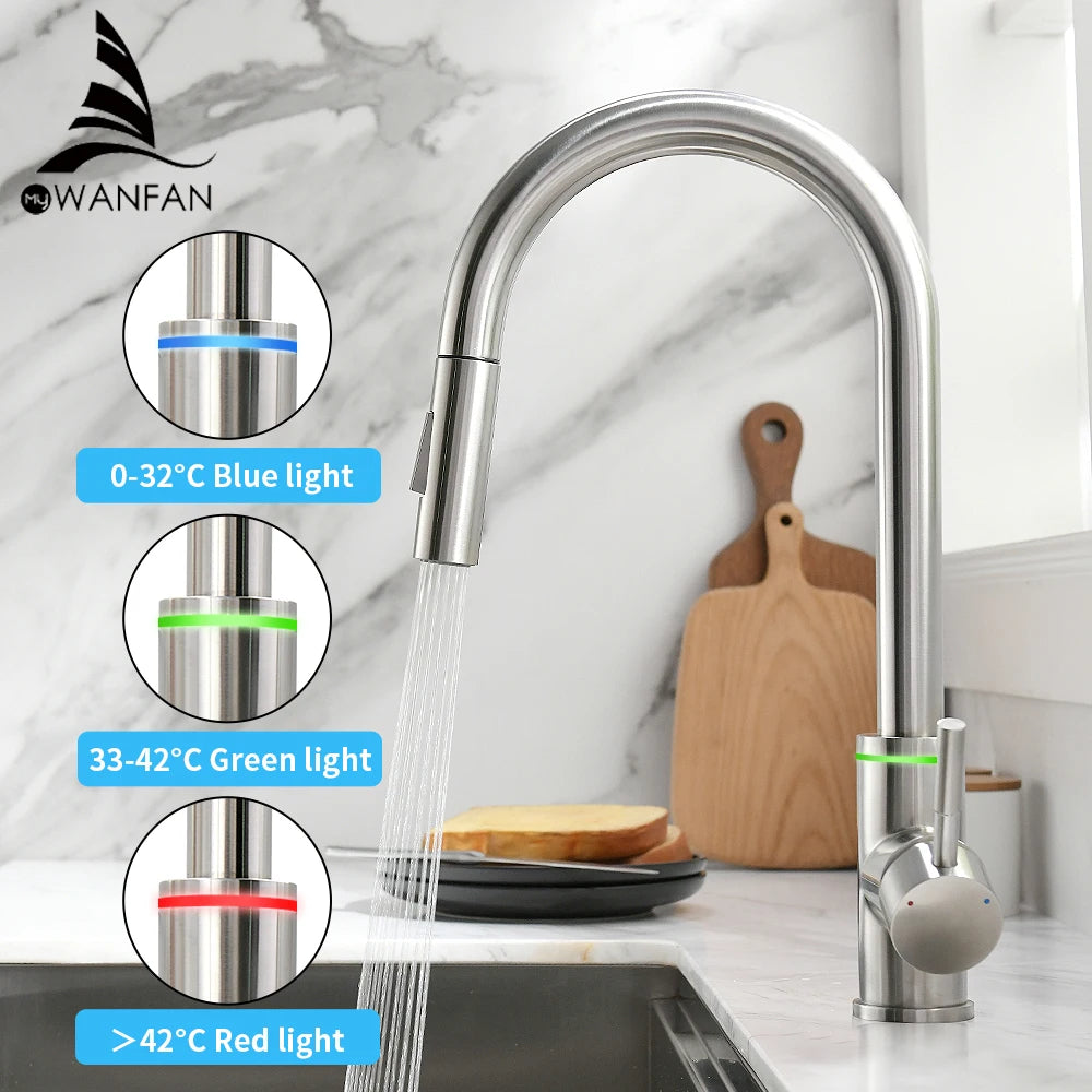 Gold Kitchen Faucets Silver Single Handle Pull Out Kitchen Tap Single Hole Handle Swivel Degree Water Mixer Tap Mixer Tap 866011 - Premium  from Yard Agri Supply - Just $38.37! Shop now at Yard Agri Supply