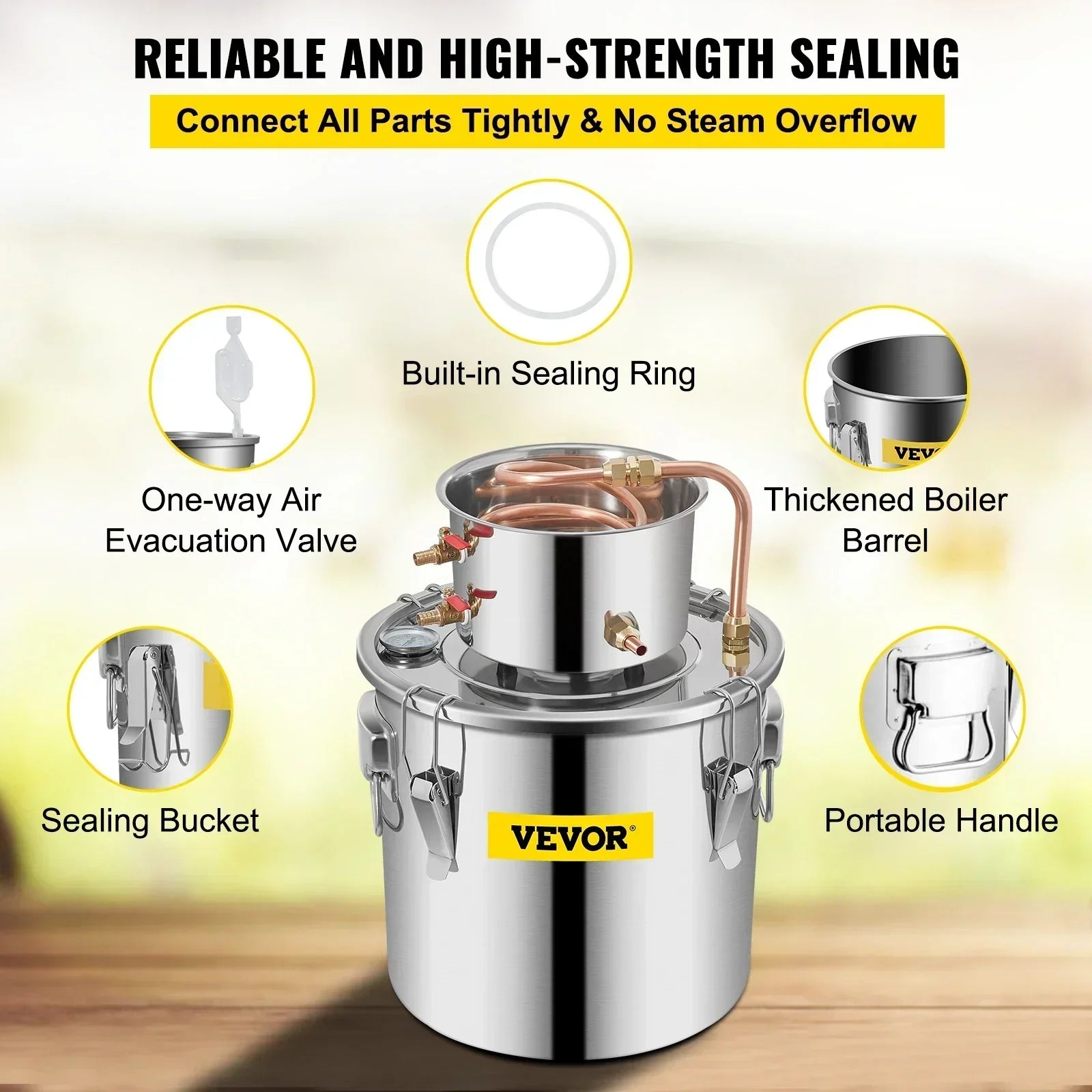 VEVOR 3 5 8 Gal Alcohol Distiller Machine Moonshine Apparatus Beer Brewing Equipment DIY Wine Dispenser Kit for Home Appliance - Premium  from Yard Agri Supply - Just $215.95! Shop now at Yard Agri Supply
