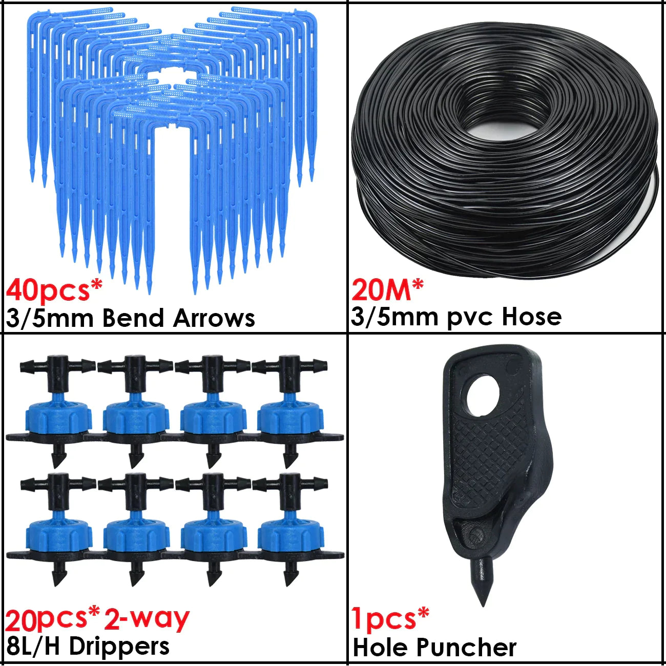 KESLA Greenhouse Drip Irrigation 4-way 3/5mm Drip Arrow 2-way Transmitter Irrigation Watering System for Bonsai Garden 10/20set - Premium  from Yard Agri Supply - Just $45.95! Shop now at Yard Agri Supply