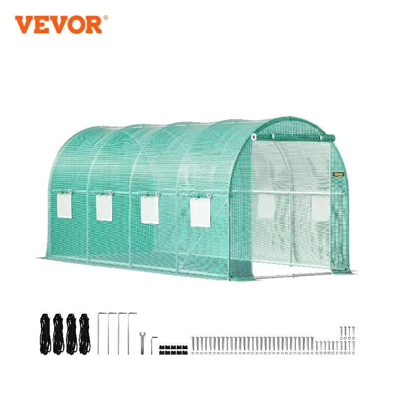 VEVOR Walk-in Tunnel Greenhouse Galvanized Frame &amp; Waterproof Cover 15x7x7/10x7x7/20x10x7/12x7x7 ft Greenhouses &amp; Cold Frames - Premium  from Yard Agri Supply - Just $236.95! Shop now at Yard Agri Supply
