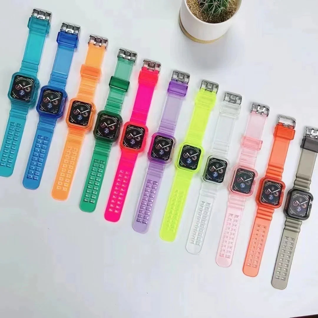 silicone Strap for Apple Watch 8 Band 45MM 41 42 mm 40 44 38mm Transparent Correa Sport loop wrist Iwatch Series 8 7 6 se 5 4 3 - Premium  from Yard Agri Supply - Just $2.98! Shop now at Yard Agri Supply