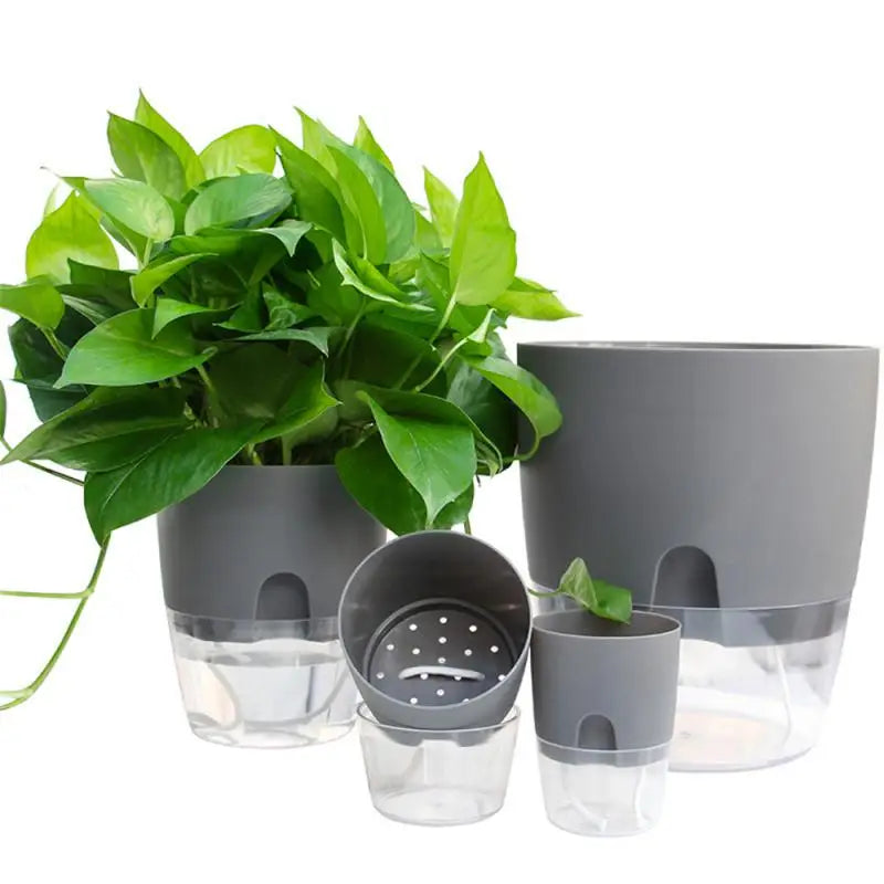 Lazy Self-watering Flowerpot Automatic Water Absorption Succulent Aquaculture Transparent Round Plastic Hydroponic Flowerpot - Premium  from dser - Just $6.95! Shop now at Yard Agri Supply