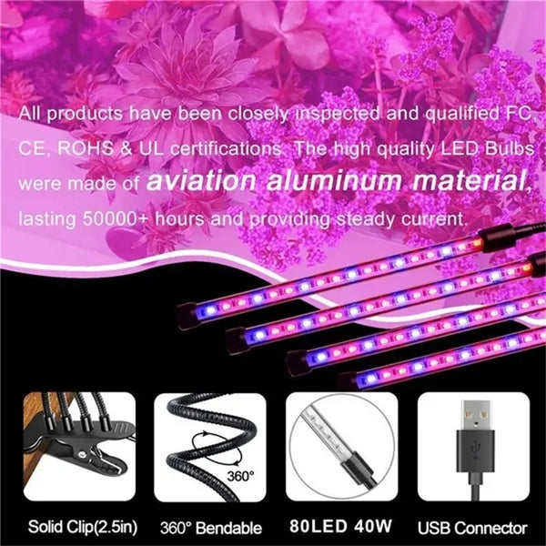 USB LED Plant Grow Light Indoor Garden 10 Dimmable Levels Grow Light Full Spectrum Timer Setting Hydroponic Greenhouse 3H/9H/12H - Premium  from dser - Just $24.95! Shop now at Yard Agri Supply