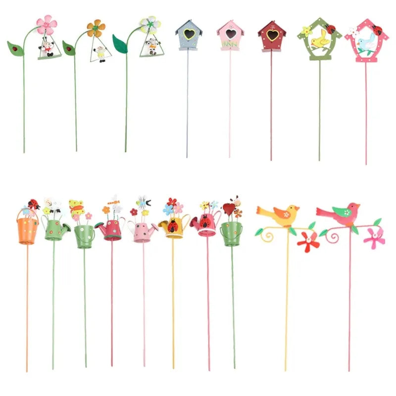Flower Pot Garden Stakes Decor House Birds Stakes Metal Yard Art Ornaments for Mom Mothers Day Gift Indoor Outdoor Decor - Premium  from Yard Agri Supply - Just $14.95! Shop now at Yard Agri Supply