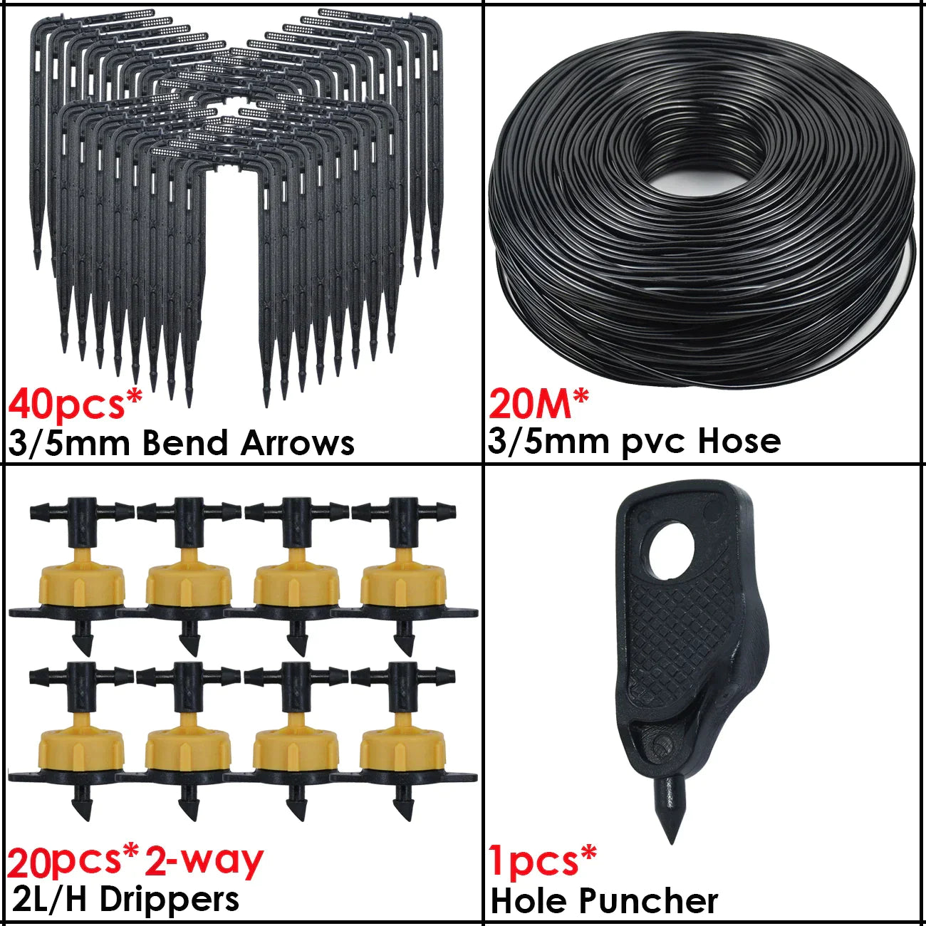 KESLA Greenhouse Drip Irrigation 4-way 3/5mm Drip Arrow 2-way Transmitter Irrigation Watering System for Bonsai Garden 10/20set - Premium  from Yard Agri Supply - Just $45.95! Shop now at Yard Agri Supply