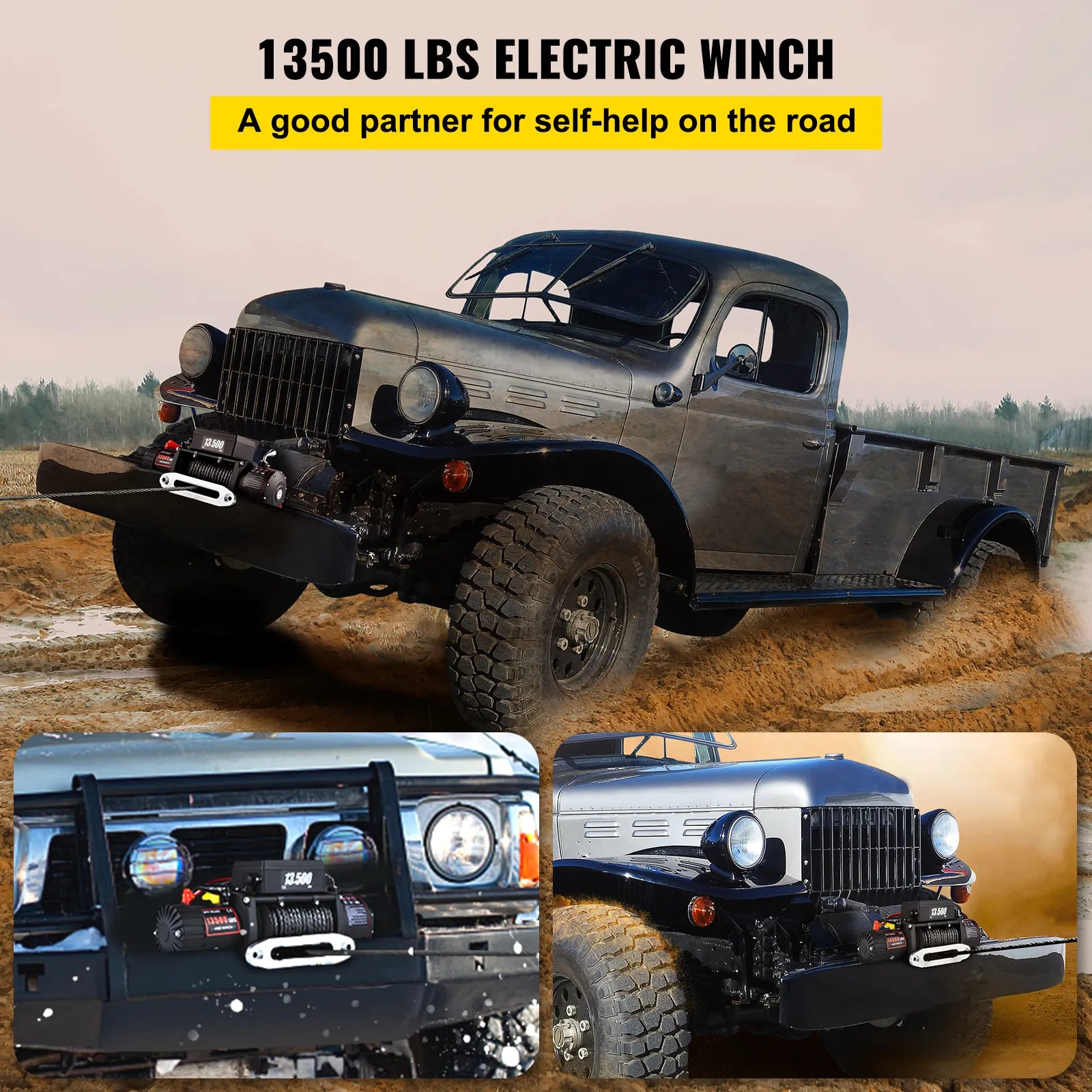 VEVOR 4000-13500LBS Electric Winch 12V With Wireless Remote Control for 4X4 Car Trailer Ropes Towing Strap ATV Truck Off Road - Premium  from Yard Agri Supply - Just $339.95! Shop now at Yard Agri Supply