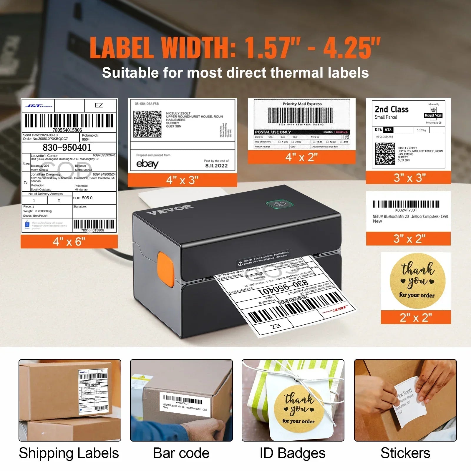 VEVOR Thermal Label Printer Portable Printer 300DPI for 4x6 Mailing Packages Printing w/ Bluetooth & Automatic Label Recognition - Premium  from dser - Just $158.95! Shop now at Yard Agri Supply