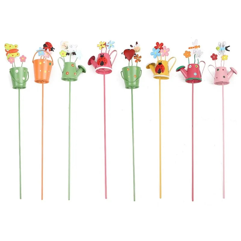 Flower Pot Garden Stakes Decor House Birds Stakes Metal Yard Art Ornaments for Mom Mothers Day Gift Indoor Outdoor Decor - Premium  from Yard Agri Supply - Just $14.95! Shop now at Yard Agri Supply