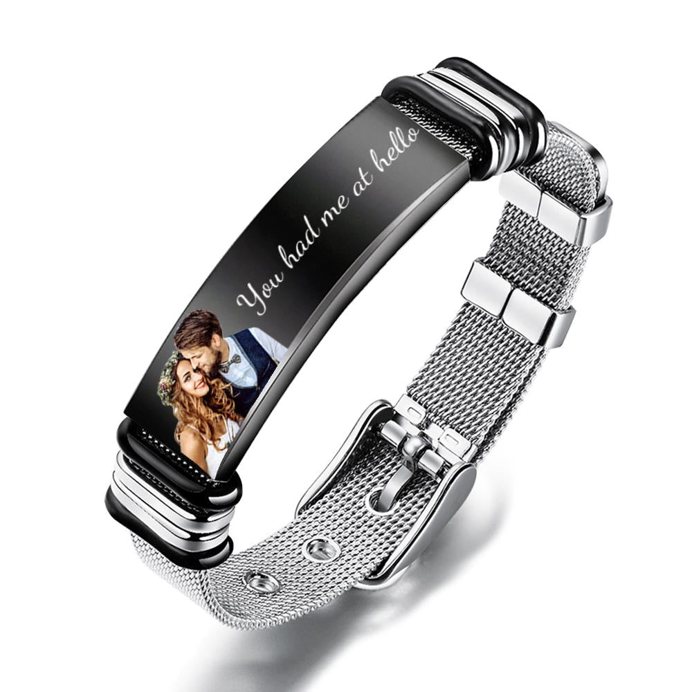 Custom Photo Bracelets Engraved Stainless Steel Bracelet Gifts for Couple - Premium  from MadeMine - Just $8.50! Shop now at Yard Agri Supply