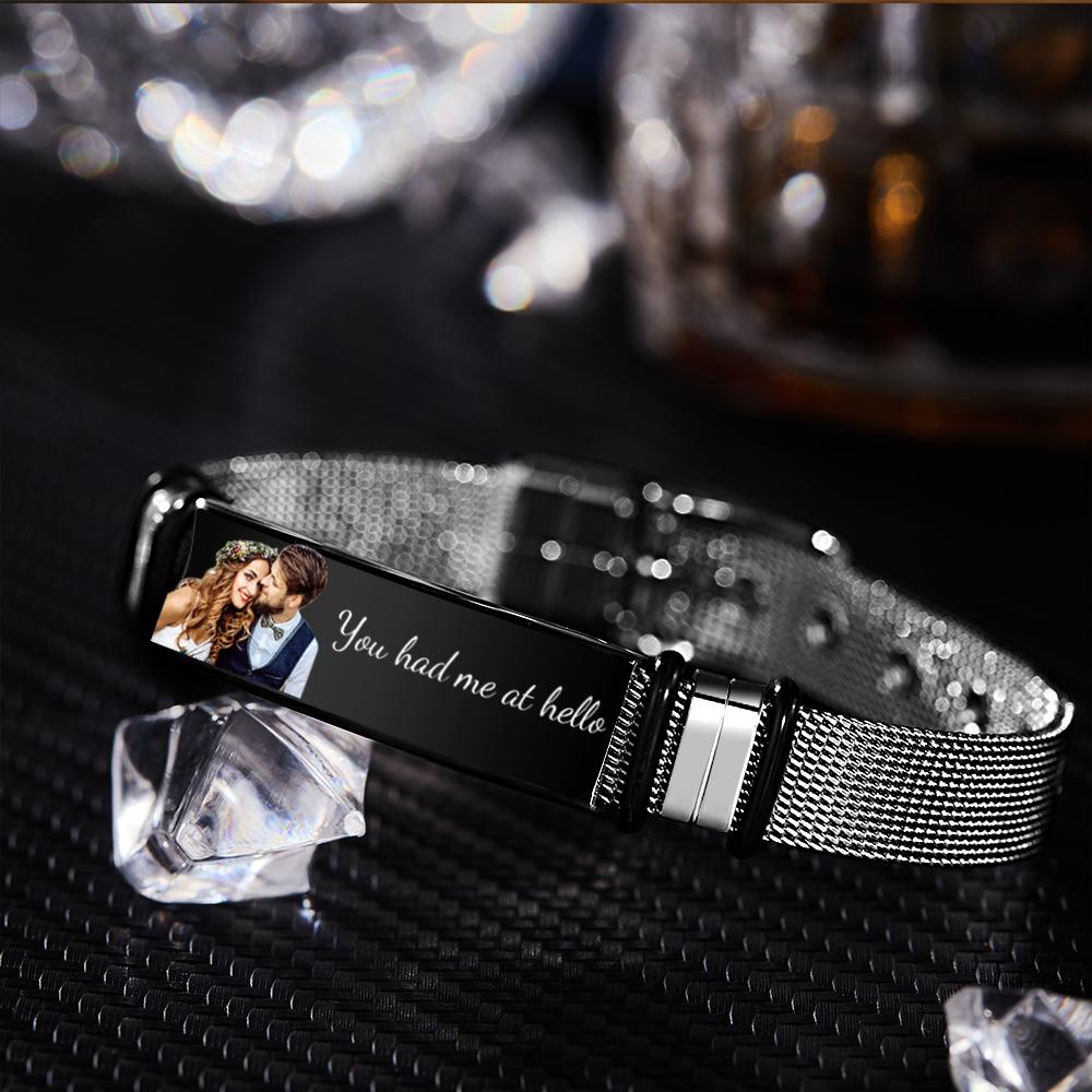 Custom Photo Bracelets Engraved Stainless Steel Bracelet Gifts for Couple - Premium  from MadeMine - Just $8.50! Shop now at Yard Agri Supply