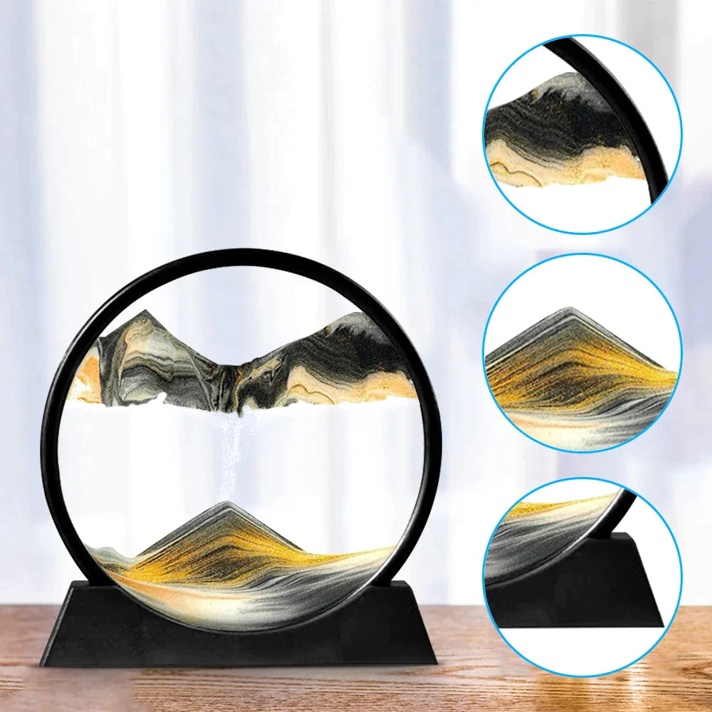 Moving Sand Art Picture Round Glass 3D Hourglass Deep Sea Sandscape In Motion Display Flowing Sand Frame 7/12inch For home Decor - Premium  from Yard Agri Supply - Just $26.95! Shop now at Yard Agri Supply