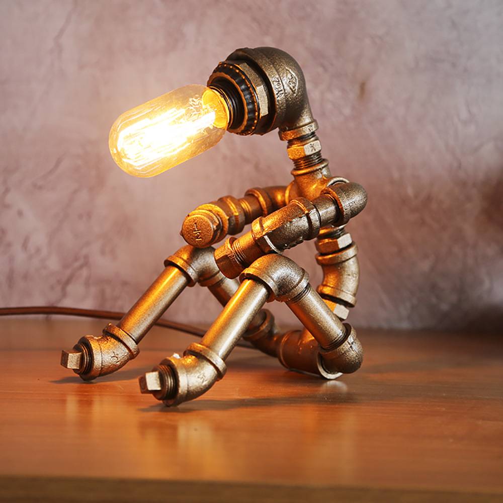 Creative Iron Tube Robot Table Lamp Water Pipe Light Retro Table Lamp for Bedroom - Premium  from MadeMine - Just $38.30! Shop now at Yard Agri Supply